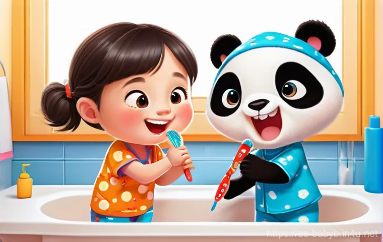 베이비버스의 수상 경력과 업적 - **Prompt:** A vibrant, cheerful cartoon scene depicting two young children (a boy and a girl, aged 2...