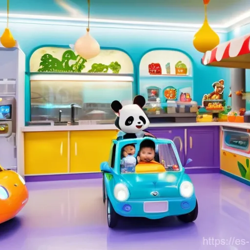 베이비버스 유아교육 프로그램의 효과 - **Prompt:** A group of diverse, happy children, aged 3-7, playing interactively in a vibrant, fantas...