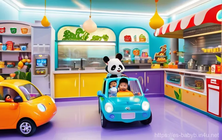 베이비버스 유아교육 프로그램의 효과 - **Prompt:** A group of diverse, happy children, aged 3-7, playing interactively in a vibrant, fantas...