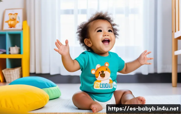베이비버스 노래 가사 해석 - A joyful Spanish-speaking toddler wearing colorful casual clothes and a diaper, singing along with a...