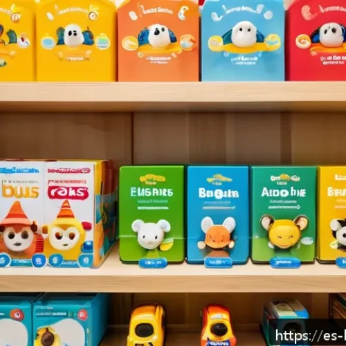 베이비버스 캐릭터 굿즈 구매 가이드 - A vibrant and colorful display of authentic BabyBus educational toys arranged neatly on a store shel...