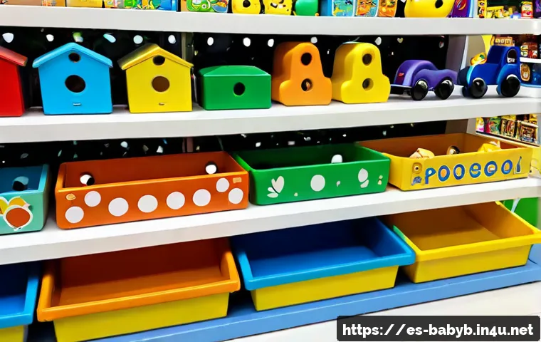 베이비버스 인기 완구 순위 - Photorealistic Spanish family toy store display featuring three popular preschool learning toys arra...